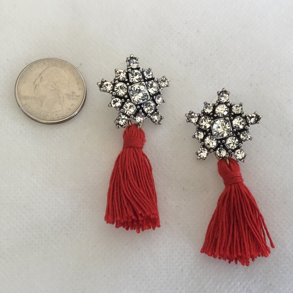 Crystal Snowflake Tassel Earrings - Picture 2 of 2
